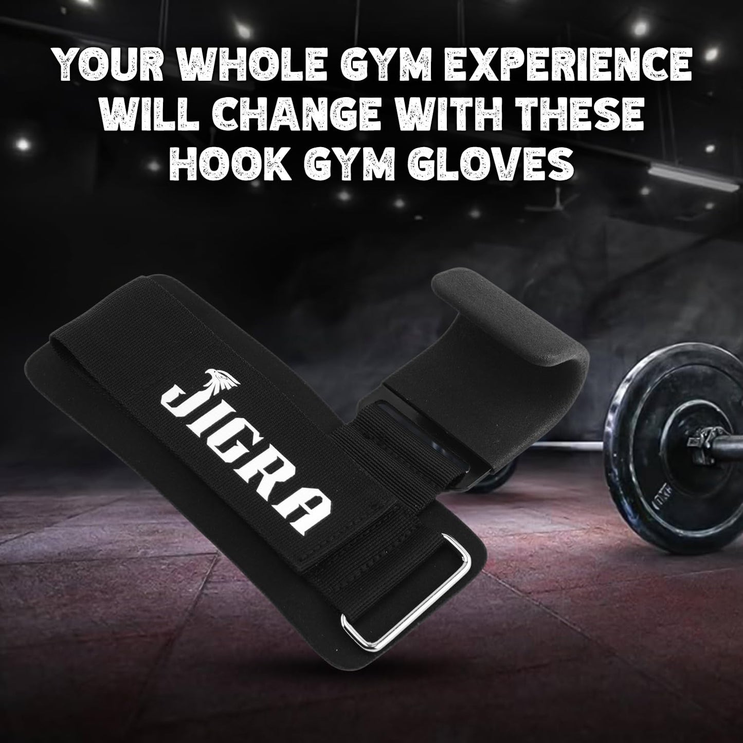 JIGRA Weight Lifting Hooks – Heavy Duty Steel Gym Straps & Wrist Straps for Deadlift, Powerlifting, Pull-Ups – Neoprene Padded Straps Weightlifting for Heavy Lifting – Men & Women