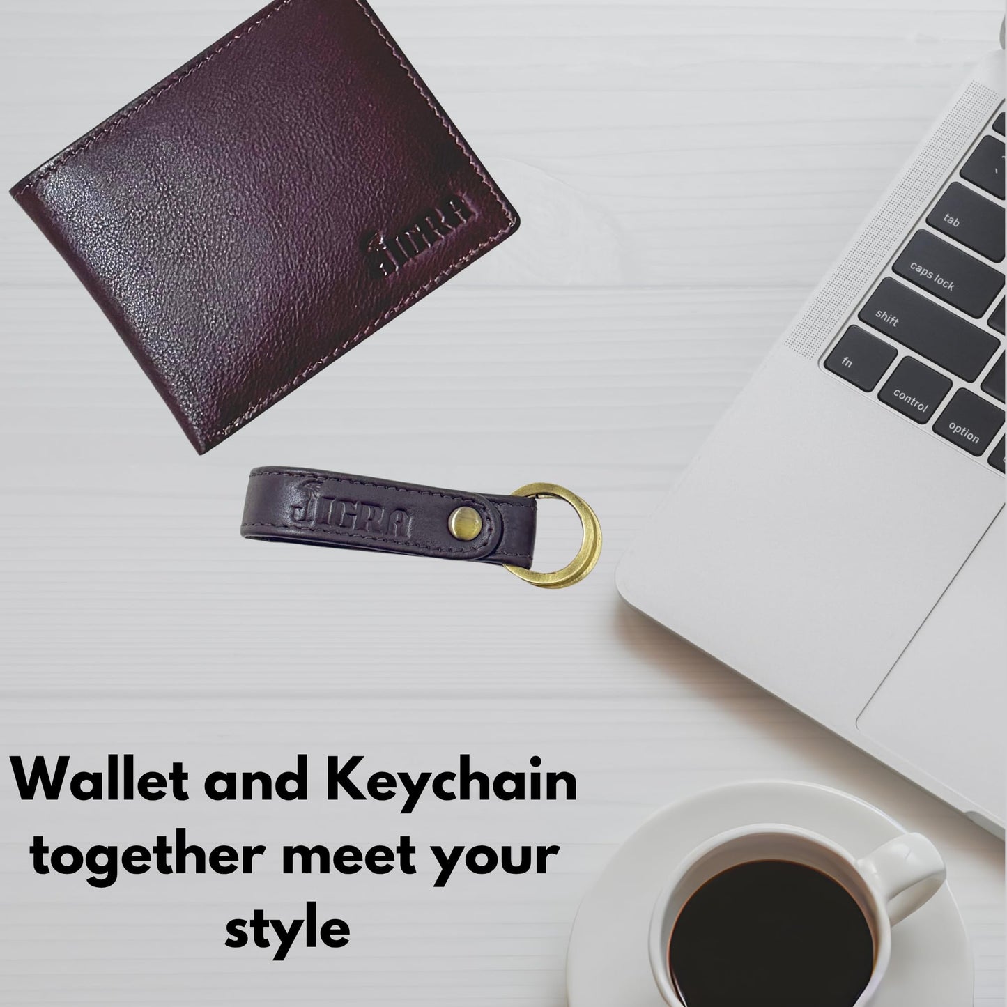 JIGRA Men’s Leather RFID Wallet – Genuine Soft Brown Bifold with Coin Pocket, 4 Card Slots, 2 Cash Compartments – Minimalist Slim Wallet for Men with Gift Box & Matching Keychain