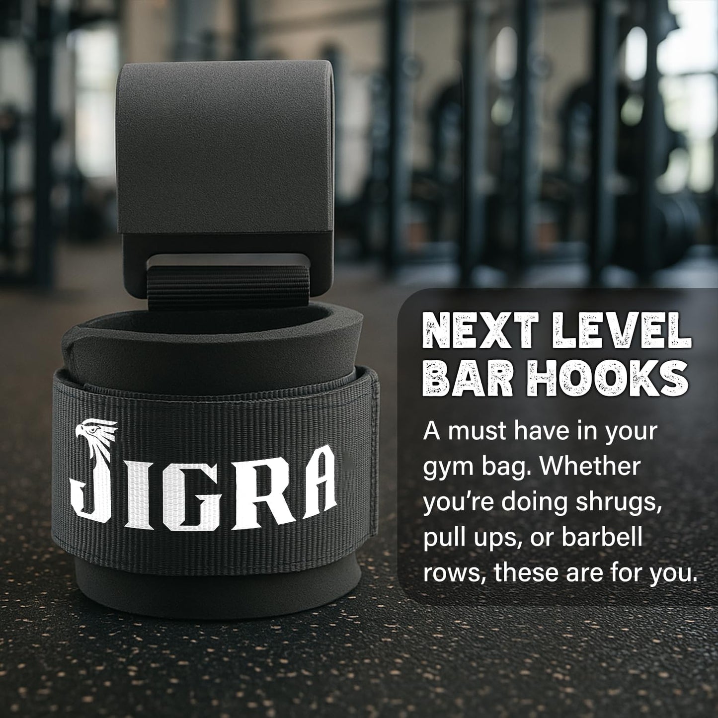 JIGRA Weight Lifting Hooks – Heavy Duty Steel Gym Straps & Wrist Straps for Deadlift, Powerlifting, Pull-Ups – Neoprene Padded Straps Weightlifting for Heavy Lifting – Men & Women