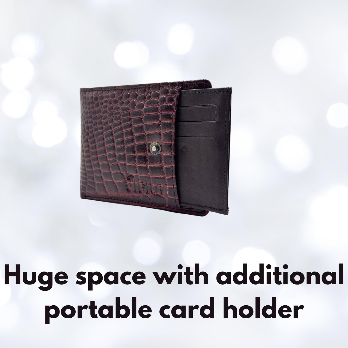 JIGRA Men’s Leather RFID Wallet – Bifold Brown Wallet with Snap Button Closure, 7 Card Slots, 2 Cash Compartments, 1 Coin Pocket & ID Window – Secure Slim Wallet with Gift Box – Genuine Leather